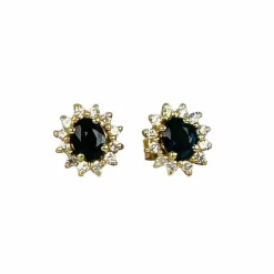 Boucles d'oreilles en or avec saphir et diamants