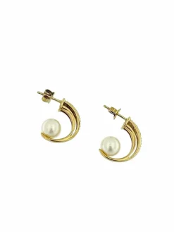 Boucles d'oreilles en or avec perles et diamants signées par JKa