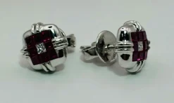 Boucles d'oreilles en or avec rubis et diamants