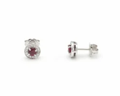 Boucles d'oreilles en or avec 0,63 rubis et diamants carat