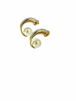 Boucles d'oreilles en or avec perles et diamants signées par JKa