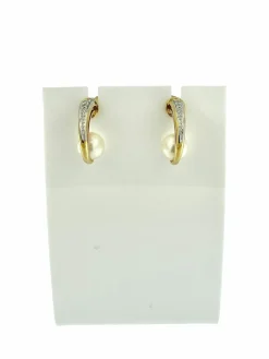 Boucles d'oreilles en or avec perles et diamants signées par JKa