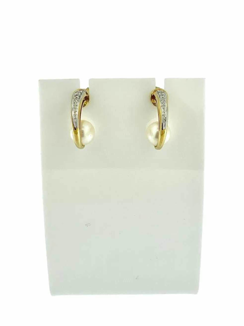 Boucles d'oreilles en or avec perles et diamants signées par JKa