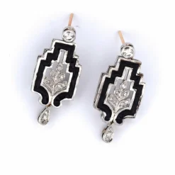 Boucles d'oreilles en or blanc et diamants '80