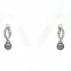 Boucles d'oreilles en or blanc, pavé de diamants et perles