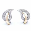 Boucles d'oreilles en or blanc et rose avec diamants
