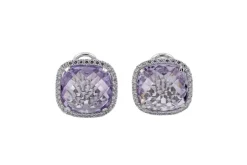 Boucles d'oreilles en or blanc avec améthystes et diamants