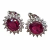 Boucles d'oreilles en or blanc, rubis ovales naturels et diamants