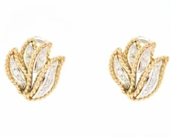 Boucles d'oreilles en or blanc et rose avec diamants