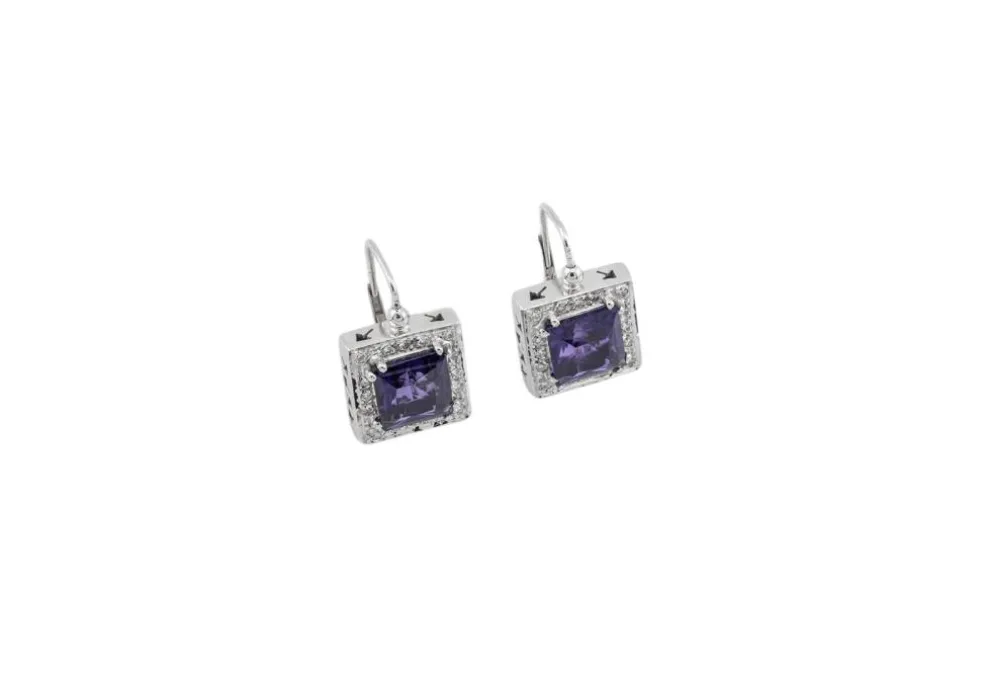Boucles d'oreilles en or blanc avec améthystes