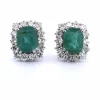 Boucles d'oreilles en or blanc, émeraude et diamant