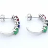 Boucles d'oreilles en or blanc avec pierres précieuses multicolores et diamants