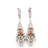 Boucles d'oreilles en or blanc avec diamants et corail