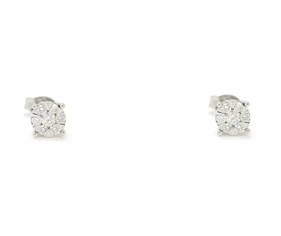 Boucles d'oreilles en or blanc avec diamants 0,19 ct
