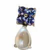 Boucles d'oreilles en or blanc, tanzanite et pierre de lune