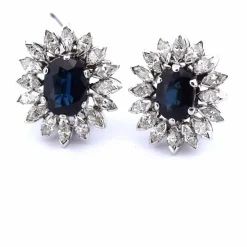 Boucles d'oreilles en or blanc saphirs diamants