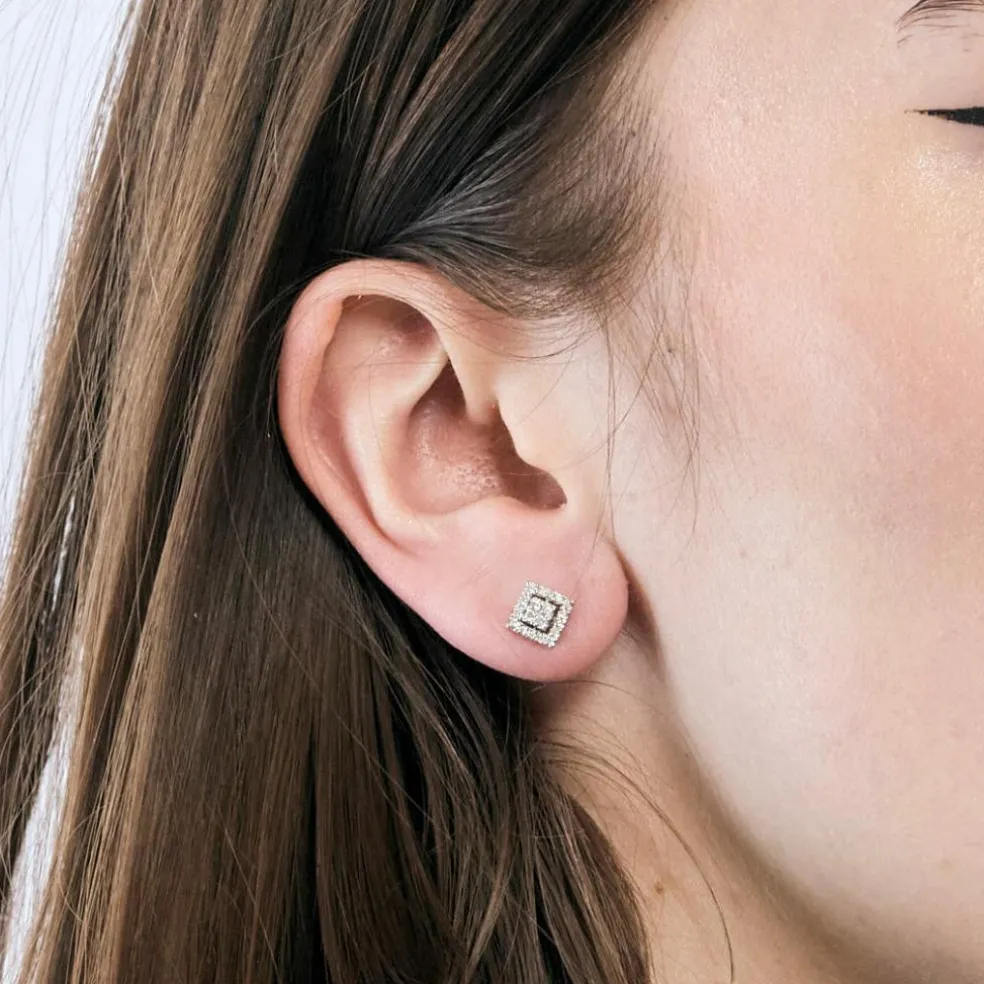 Boucles d'oreilles en or blanc et diamants