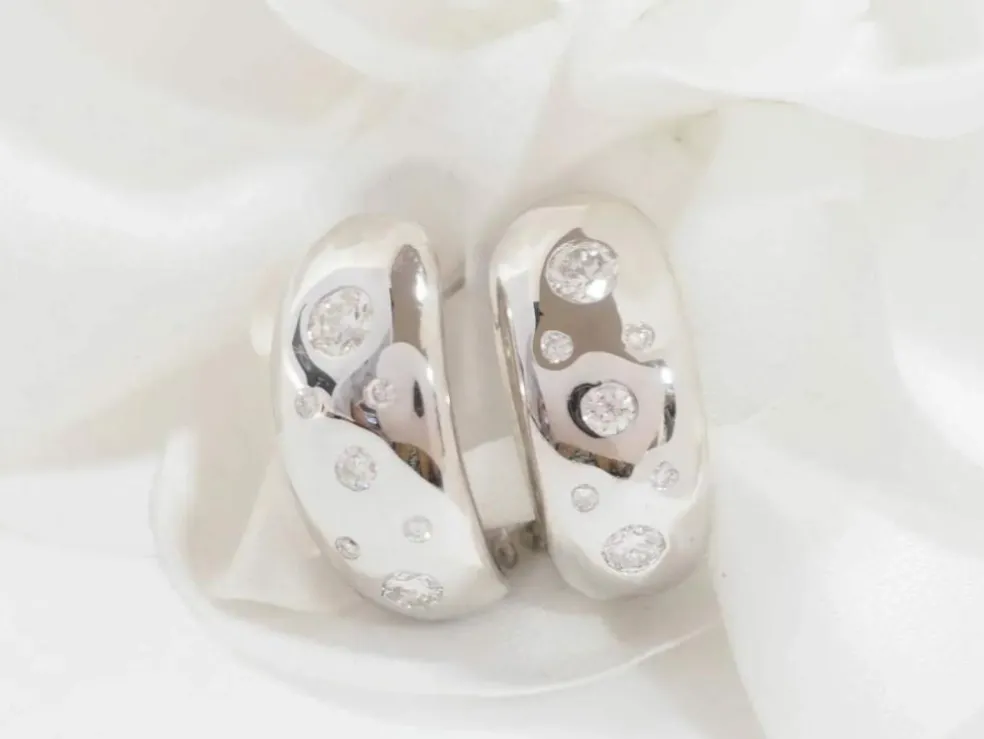 Boucles d'Oreilles En Or Blanc Et Diamants