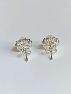 Boucles d'oreilles en or blanc perles et diamants