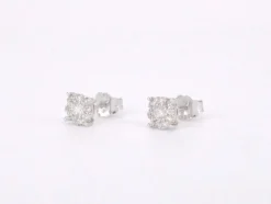 Boucles d'oreilles en or blanc avec diamants taille brillant