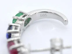 Boucles d'oreilles en or blanc avec pierres précieuses multicolores et diamants