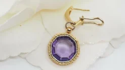 Boucles d'oreilles en or deux tons et améthystes