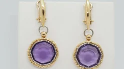 Boucles d'oreilles en or deux tons et améthystes