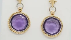 Boucles d'oreilles en or deux tons et améthystes