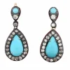 Boucles d'oreilles en or et argent, turquoise naturelle