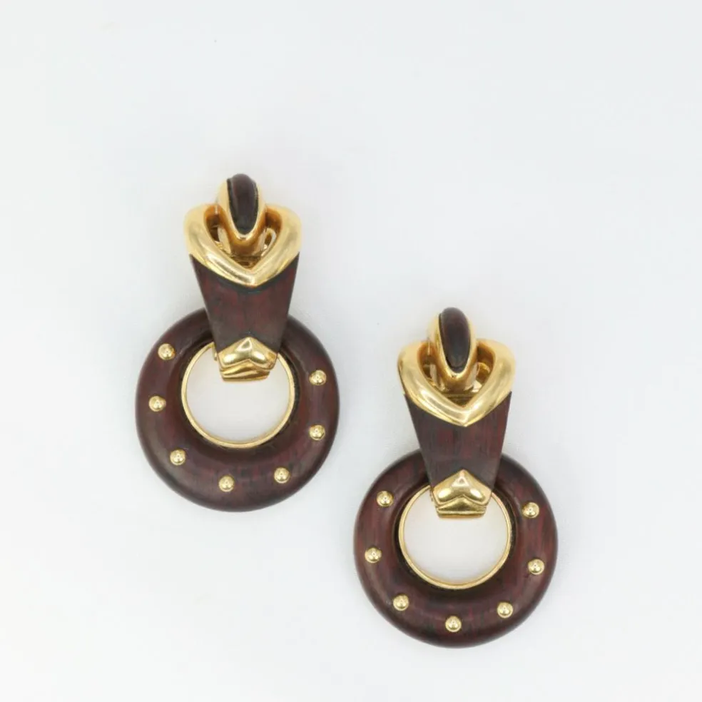Boucles d’Oreilles en Or et Bois d’Amourette