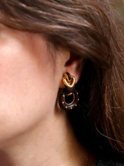 Boucles d’Oreilles en Or et Bois d’Amourette