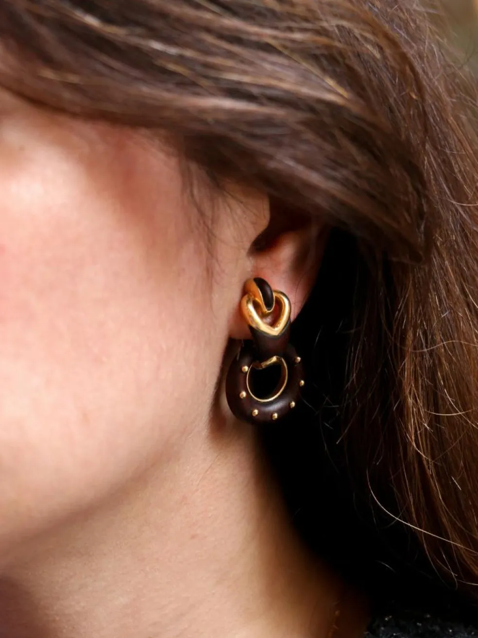 Boucles d’Oreilles en Or et Bois d’Amourette