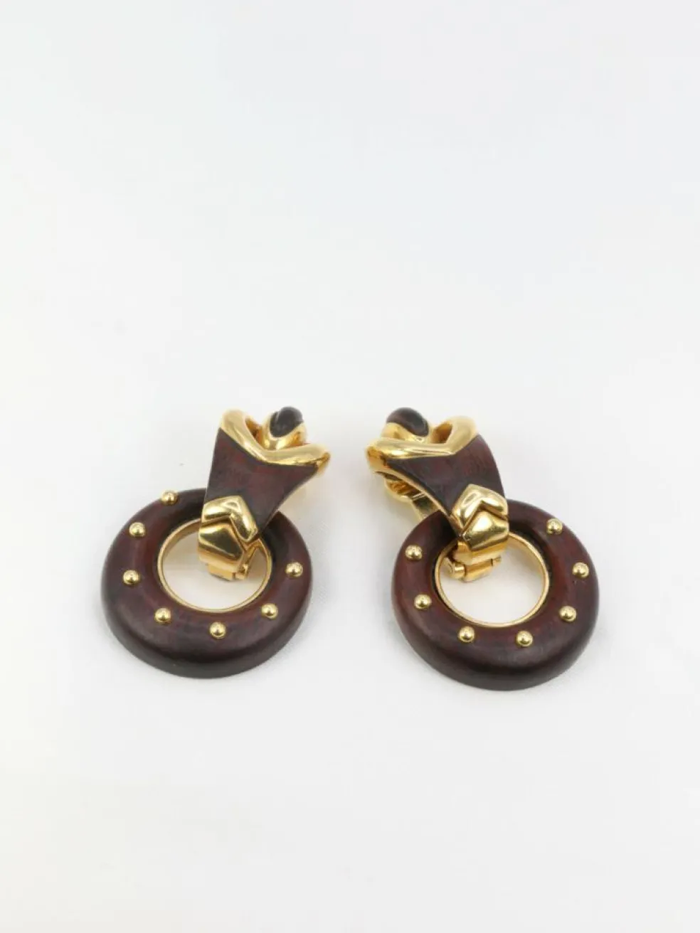 Boucles d’Oreilles en Or et Bois d’Amourette