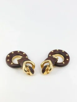 Boucles d’Oreilles en Or et Bois d’Amourette
