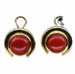 Boucles d'oreilles en or jaune et corail