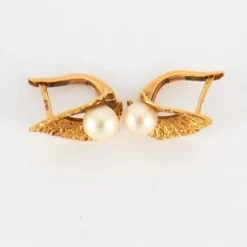 Boucles d'oreilles en Or jaune & perle