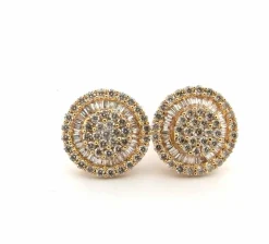 Boucles d'oreilles en or jaune avec diamants