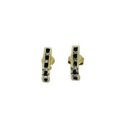 Boucles d'oreilles en or jaune avec diamants et saphir bleu