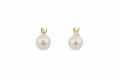 Boucles d'oreilles en or jaune avec perle et diamants