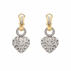 Boucles d'oreilles en or jaune et blanc avec diamants