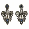 Boucles d'oreilles en or jaune et argent avec saphirs et diamants