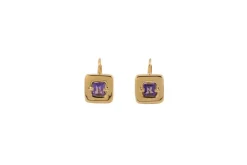 Boucles d'oreilles en or jaune avec améthystes
