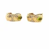 Boucles d’oreilles en or jaune , diamants et péridot