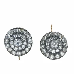 Boucles d'oreilles en or jaune, argent et diamants, époque victorienne