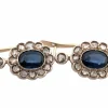 Boucles d'oreilles en or jaune et argent avec saphirs et diamants
