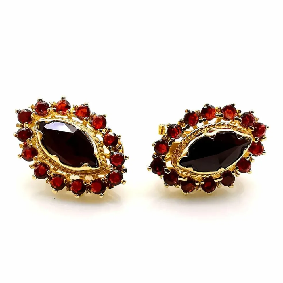 Boucles d'oreilles en or jaune & grenats