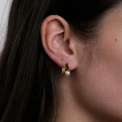 Boucles d'oreilles en Or jaune & perle