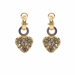 Boucles d'oreilles en or jaune et blanc avec diamants