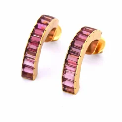 Boucles d'oreilles en or jaune tourmalines '80
