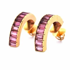 Boucles d'oreilles en or jaune tourmalines '80